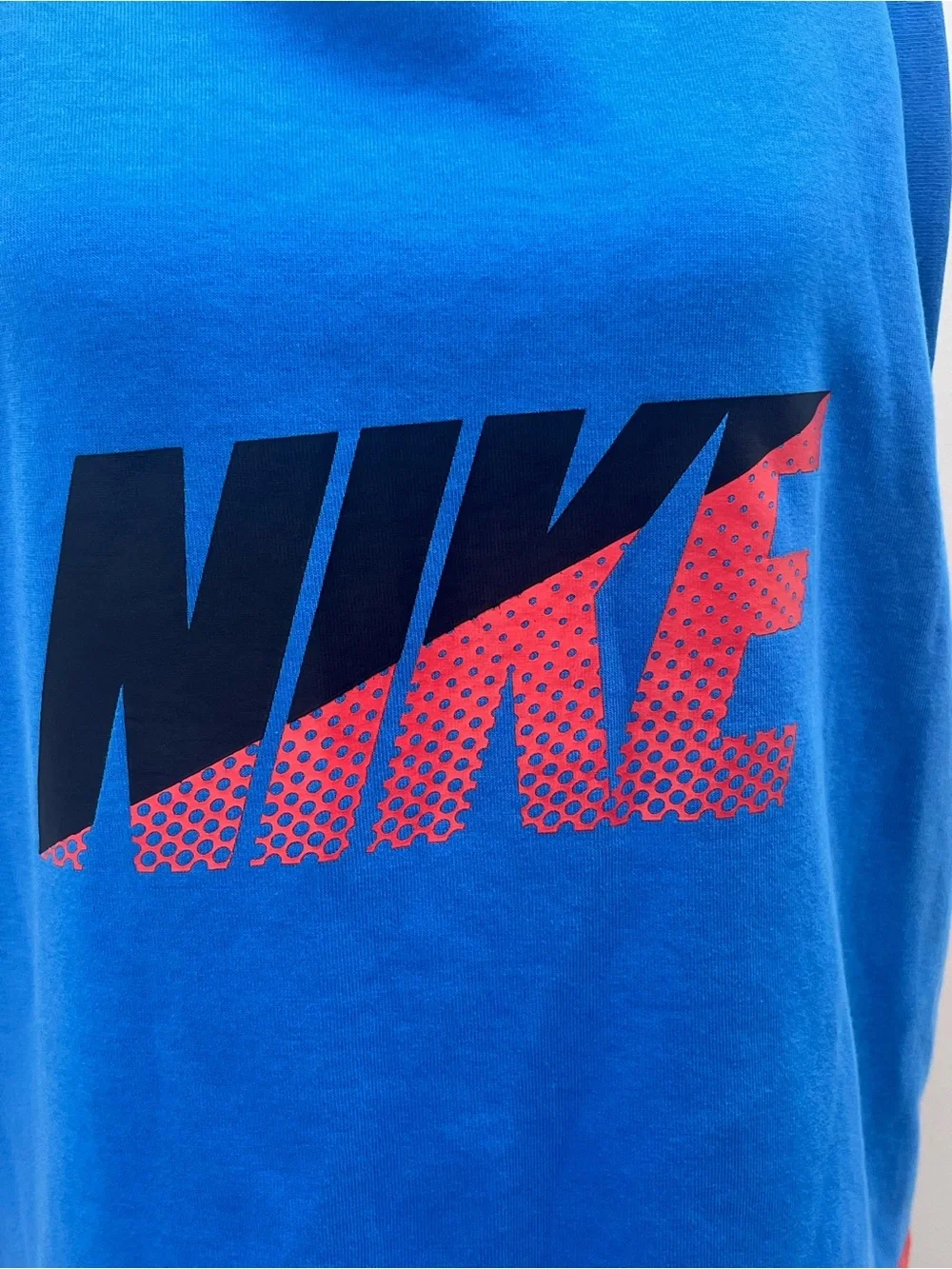 Nike Womens Blue Red Colorblock Graphic Sleeveless Athletic Tank Top Shirt Large